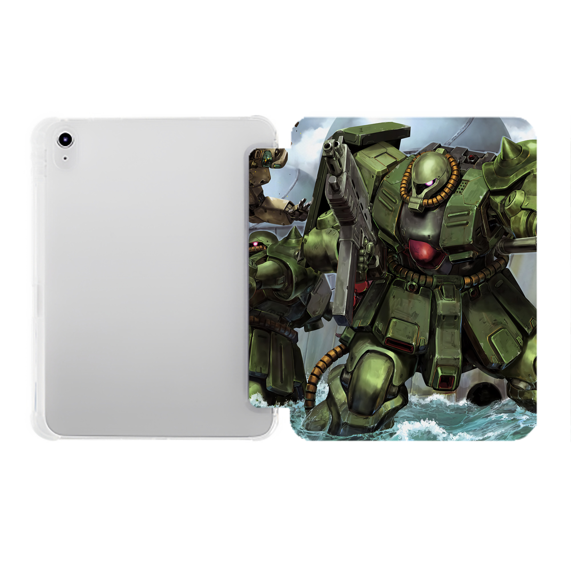 （画像用） 機動戦士ガンダム Mobile Suit Gundam IPad ケース ペン収納付き 三つ折りスタンド PUレザー×シリコン 対応機種9.5/10.5/10.9インチ